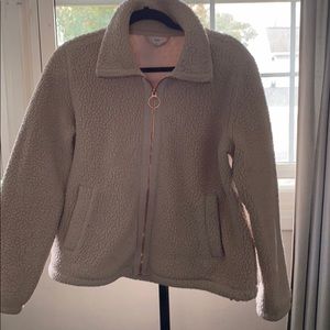 Old Navy cream/ blush zipper down fuzzy jacket